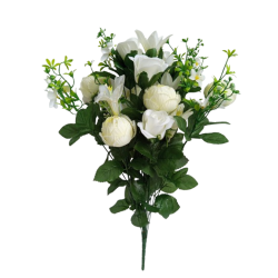 Kytice pivoňka, růže, lilie bílá 65 cm