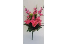 Kytice lilie, růže, gerbera tm. růžová 57 cm