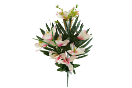 Kytice orchidej s palmovým listem bílo-růžová 50 cm