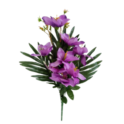 Kytice orchidej s palmovým listem fialová 50 cm