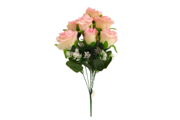 Kytice růže s přízdobou krém-růžová 41 cm