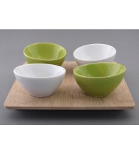Tác z bambusu s miskami 17*17 cm