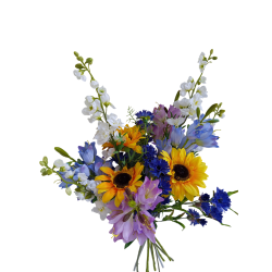 Kytice vázaná zvonky modro-fialovo-bílo-žlutá 70 cm