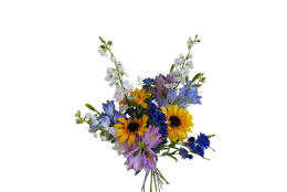 Kytice vázaná zvonky modro-fialovo-bílo-žlutá 70 cm