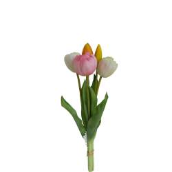 Tulipán svazek 5 ks bílo-růžový 39 cm