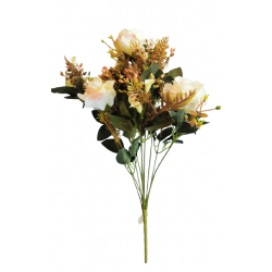 Růže kytice podzim bílo-růžová 48 cm
