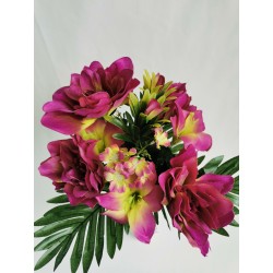Kytice amarylis a lilie fialovo-zelená 40 cm
