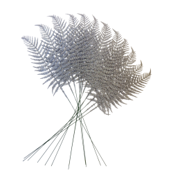 Větvička kapradí stříbrná sada 12 ks 60 cm