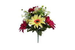 Gerbera kytice vínovo-žlutá 35 cm