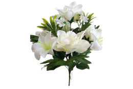 Kytice amarylis a lilie bílá 40 cm