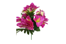 Kytice amarylis a lilie fialovo-zelená 40 cm