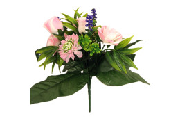Růže kytice s levandulí růžová 37 cm