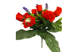 Růže kytice s levandulí červená 37 cm