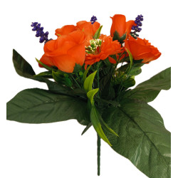 Růže kytice s levandulí oranžová 37 cm