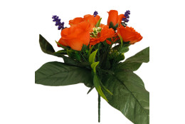 Růže kytice s levandulí oranžová 37 cm