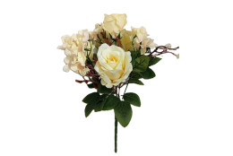 Růže kytice s hortenzií krémová 46 cm