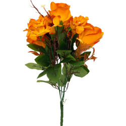 Růže kytice s hortenzií oranžová 46 cm