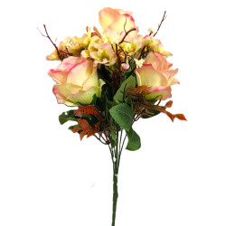 Růže kytice s hortenzií zeleno-růžová 46 cm