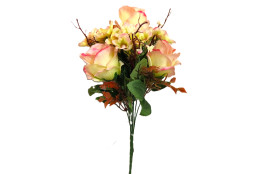 Růže kytice s hortenzií zeleno-růžová 46 cm