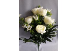 Pivoňka kytice bílo-zelená 60 cm
