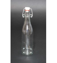 Váza sklo "láhev" se špuntem 27 cm