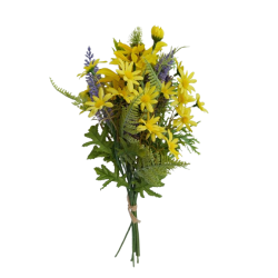 Kytice vázaná z lučních květů žlutá 50 cm
