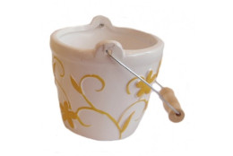 Obal kbelíček keramický bílo-žlutá Ø 8,5 cm
