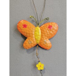 Motýl plechový závěsný oranžový 36 cm