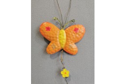 Motýl plechový závěsný oranžový 36 cm