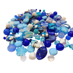 Mix skleněných korálků 1kg modrý L1111
