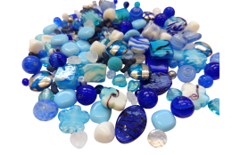Mix skleněných korálků 1kg modrý L1111