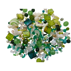 Mix skleněných korálků 1kg zelený L1111