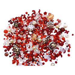 Mix skleněných korálků 1kg červený L1111