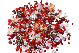 Mix skleněných korálků 1kg červený L1111