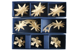 Dřevěné vánoční ozdoby 9 ks v boxu