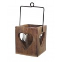 Svícen dřevo/sklo 9*16 cm