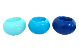 Svícen 3 ks keramický modré tóny 5*8 cm