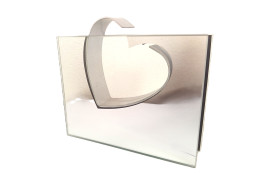 Váza skleněná srdce kov/sklo 18*16,5*4 cm