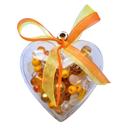 Srdíčko se skl.korálky, bílý mix