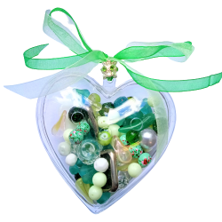 Srdíčko se skl.korálky, žlutý mix