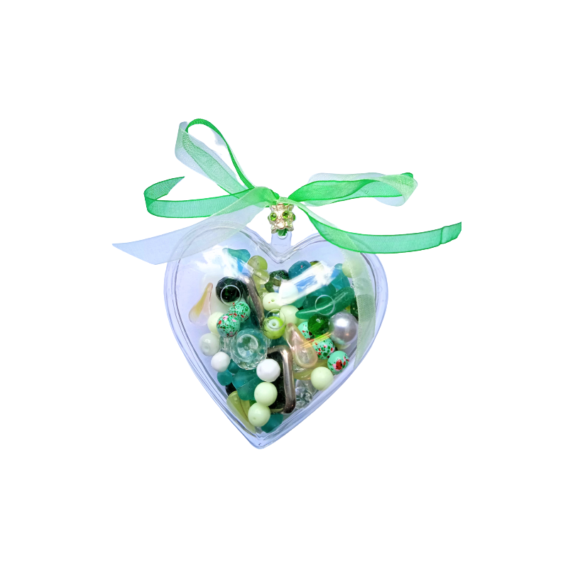 Srdíčko se skl.korálky, žlutý mix