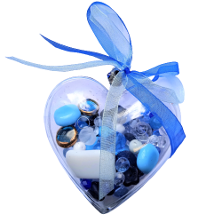 Srdíčko se skl.korálky, zelený mix