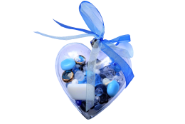 Srdíčko se skl.korálky, modrý mix