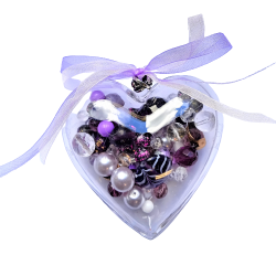 Srdíčko se skl.korálky, modrý mix