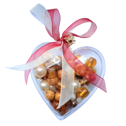 Srdíčko se skl.korálky,fialový mix