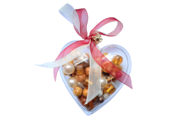 Srdíčko se skl.korálky, hnědý mix