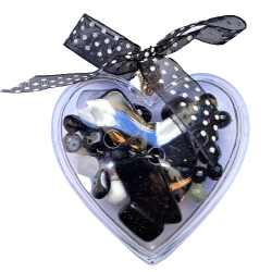 Srdíčko se skl.korálky, hnědý mix