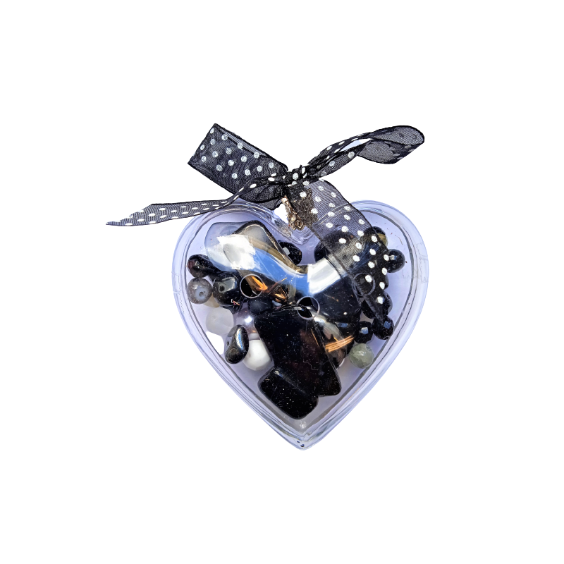 Srdíčko se skl.korálky, hnědý mix