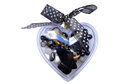 Srdíčko se skl.korálky, černý mix