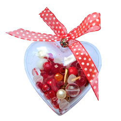 Srdíčko se skl.korálky, černý mix